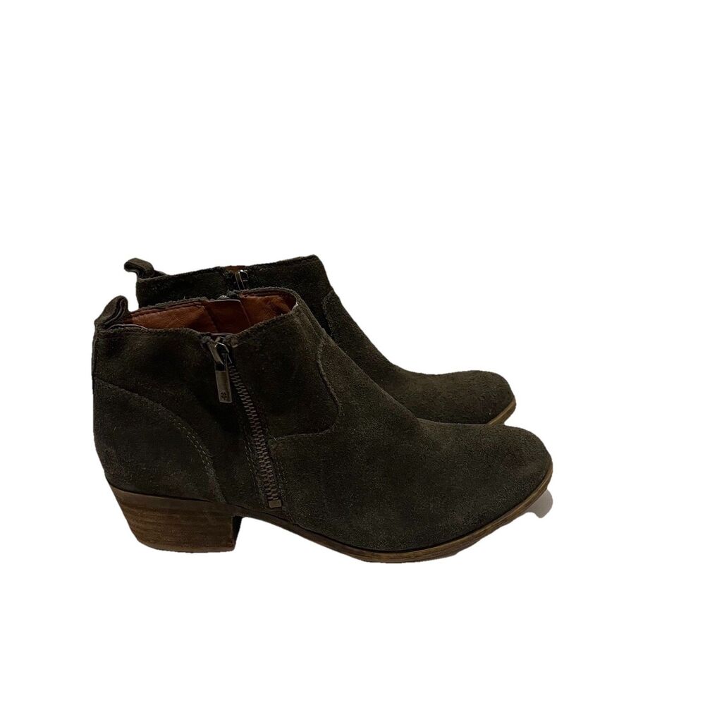 Lucky Brand Betwixt Ankle Boots Booties Shoes Womens Size 8.5 Green Suede Zip Up